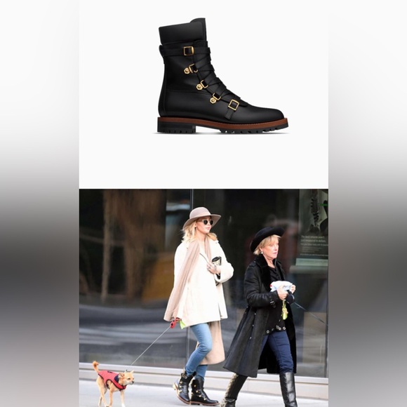 Christian Dior Wildior Combat Leather Strap J’adore Rider Boots Size 7 Melania - Picture 12 of 12